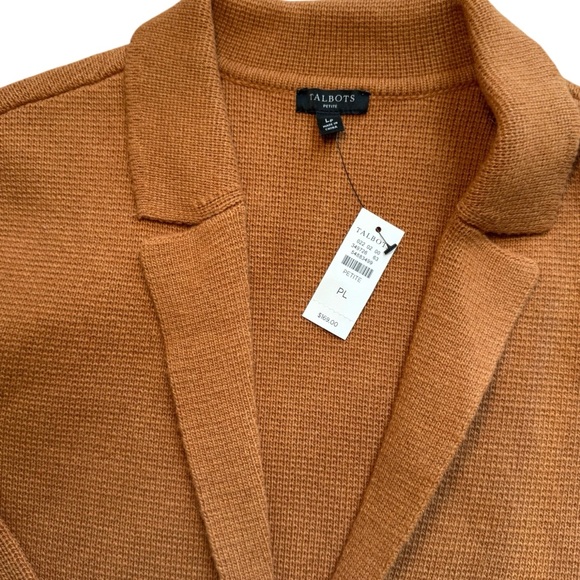 NWT! Talbots Notch Collar Wool Blend Brown Sweater Blazer Women’s Size PL - Picture 6 of 12